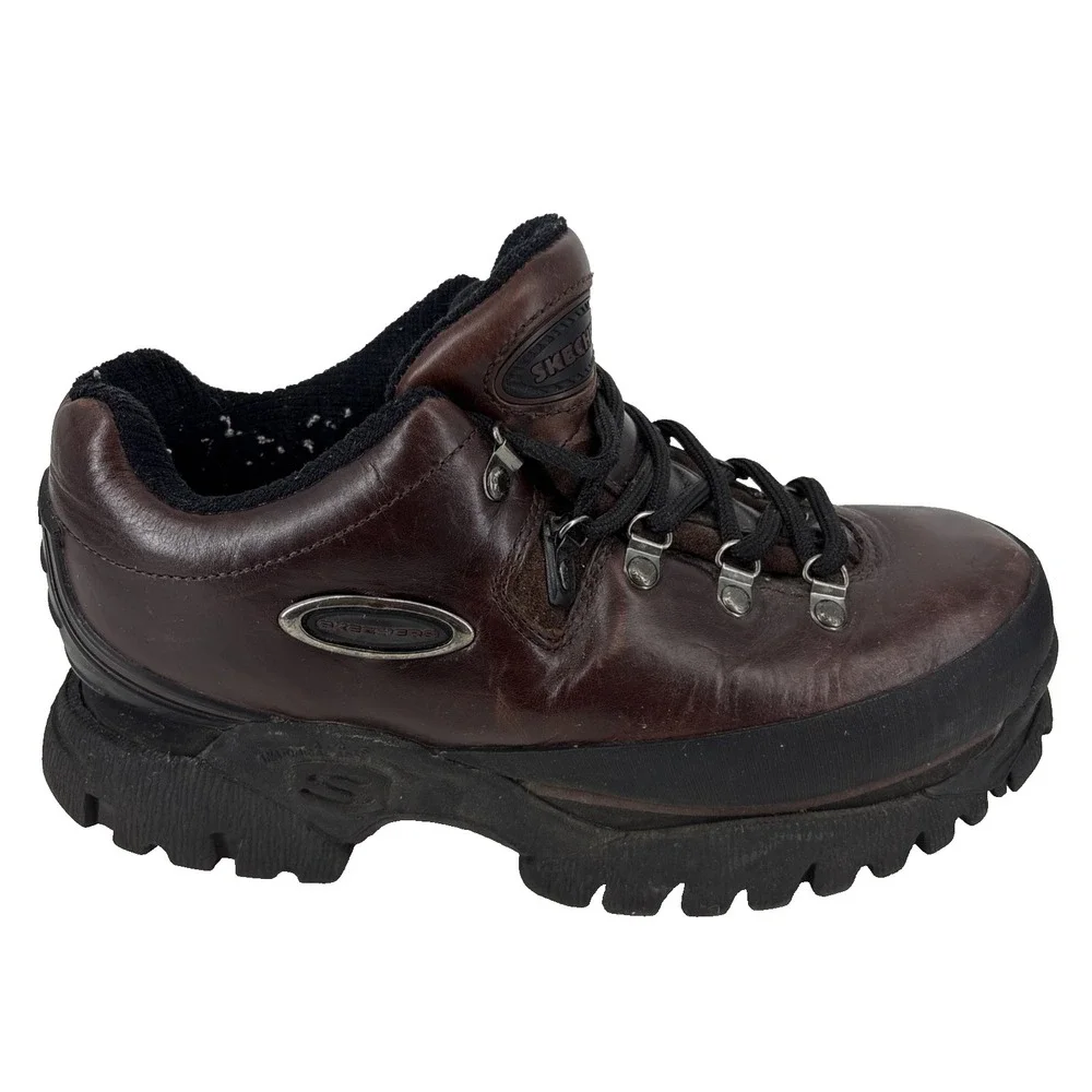 Vintage Skechers Shoes Men 7 Women 8.5 Oxblood Brown Leather Platform Y2K Chunky